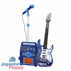 B620271 Guitarra Electrica Con Amplificador Y Microfono De Pie