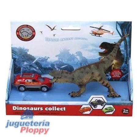 45330 Wd3660- Dinosaurio Con Auto En Caja