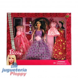 5213 Muñeca Tipo Barbie Con Vestidos Y Accesorios En Caja Visor