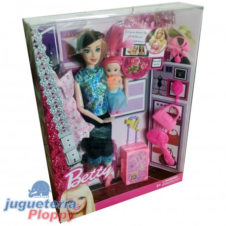 5209 Muñeca Tipo Barbie Con Bebe Y Accesorios En Caja