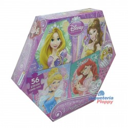Dpu07349 4 Puzzles 56 Piezas Con Gemas Princesas