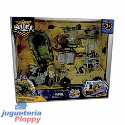 Bl7504 Gomon + Jeep + Helicoptero Con Moto Y Muñecos