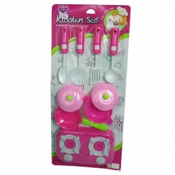 Set Cocina Infantil X 7Pzs (Anafe - Utensilios -Ollas) Blister Hw19007183