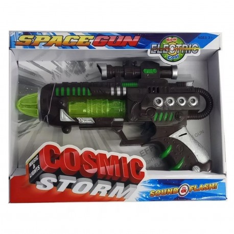 Pistola Espacial 25 Cm Musica Luces Pilas 1421289 Caja Visora