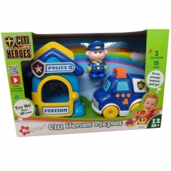 69038-A Citi Heroes Playset Vehículopull Back Con Sonidos Y Muñeco