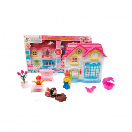 8069F-Villa Set Children Play Casa Con Accesorios