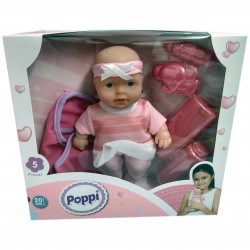 8830 Poppi Bebe Cambio De Ropa 20 Cm Cuerpo Duro 26X6X23 Cm