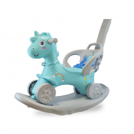 Okbb0304 Unicornio Mecedor 3 En 1 Celeste