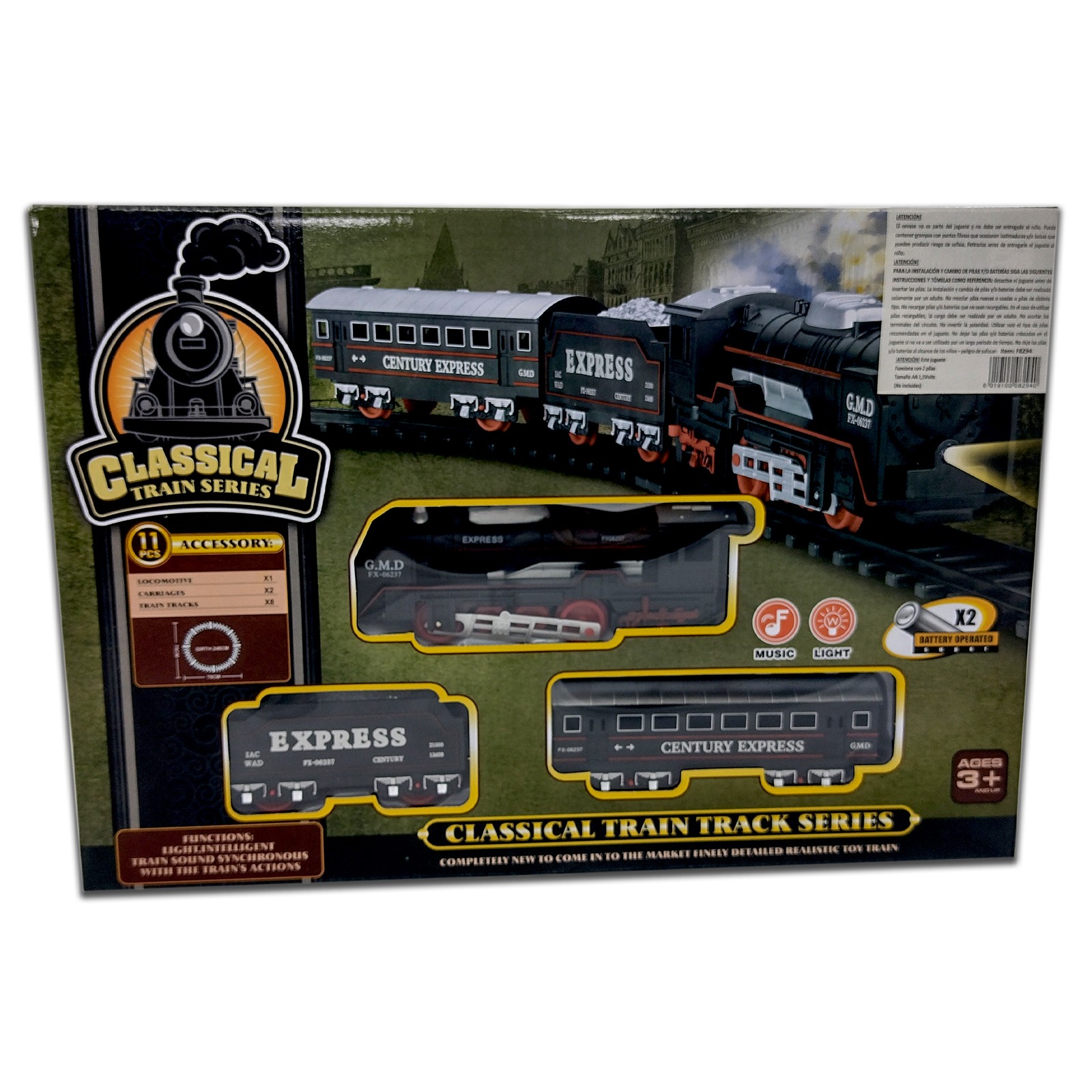 19058-1/2 Classical Train Tren A Pilas Con Luz 2 Modelos