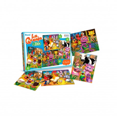 Lcg00614 4 Puzzles 2X12 2X18 Piezas De La Granja De Zenon