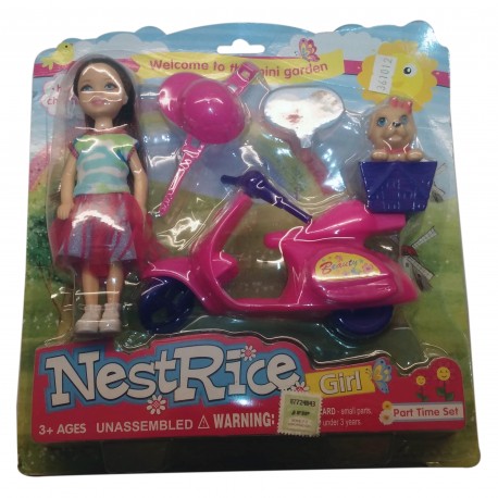 Ab-10263 Muñeca Con Su Moto X 5 Piezas Blister