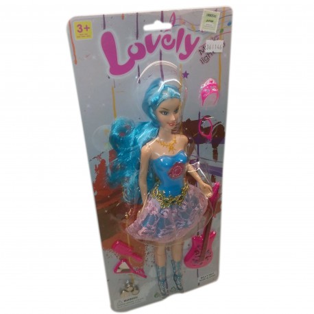 Ab-10303 Muñeca C/Guitarra / Luz Y Musica X 2 Piezas Blister