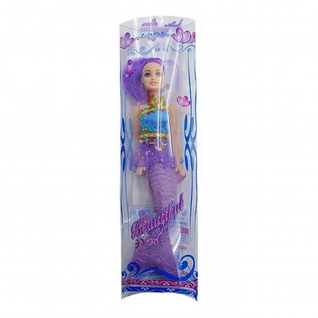 Ba-10961 Muñeca Sirenita Con Accesorios Celuloide 36X9.5X4 Cm