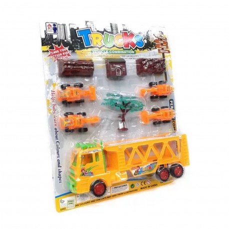 Ba-01381 Set Camion Transporte Con Excavadoras Blister Grande