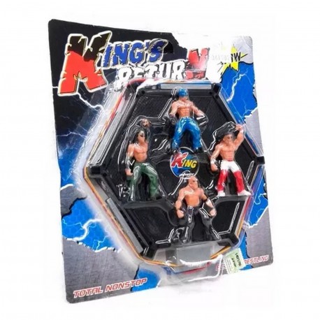 Ba-02141 Ring De Lucha Con 4 Muñecos Luchadores