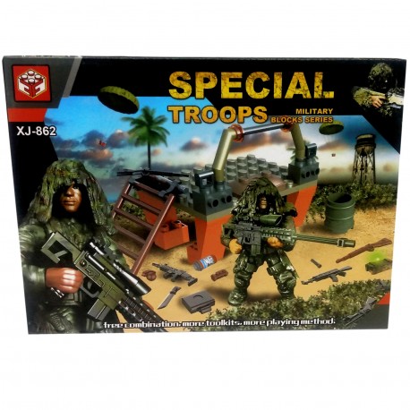 59760 Soldados En Base Militar Con Bloques En Caja