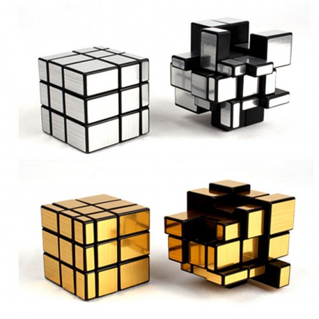 1Sk- Cubo Magico Dorado Y Plateado En Blister