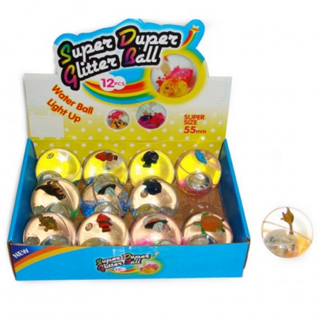 15008 Water Ball Con Luz Y Brillantina Y Figura X 12 - Precio Por Unidad