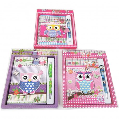 54820 818-52 Diario Intimo C/Llav Lapiz Lechuza 17X13 Cm
