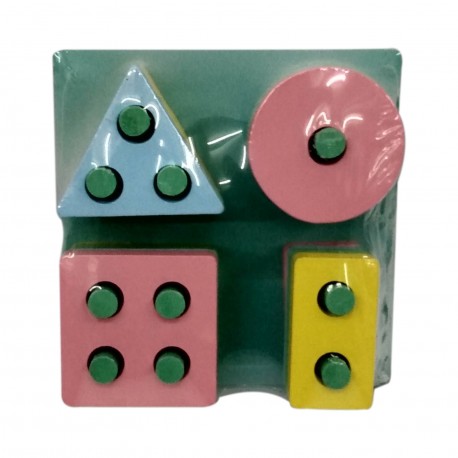 58410 Tabla Apilable De Madera Con Piezas Geométricas