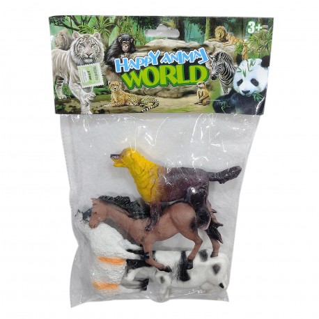 Ba-10565 Animales Granja Goma 4 Piezas Bolsa