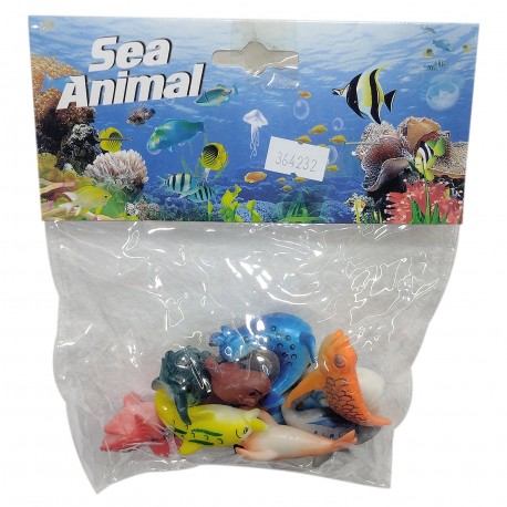 Ab-12203 Animales Marinos De Goma 10 Piezas Bolsa 20*15 Cm