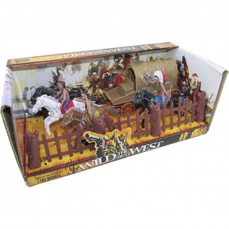 Set De Indios Con Caballos Y Accesorios Hwa988710 Caja