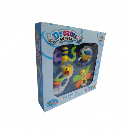 Set Sonajero Mordillo X 4 Frutas Animalitos 552856 Caja Visor