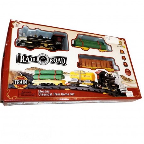 Set De Tren Classic 31 Piezas A Pila Con Luz Lanza Humo 1146686 Caja Visor