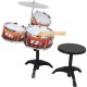 Bateria Musicon Infantil 3 Tambores Platillos Con Banco 230849 Caja