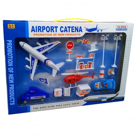 5501 Set Aeropuerto Incluye Avion A Friccion Y Accesorios En Caja