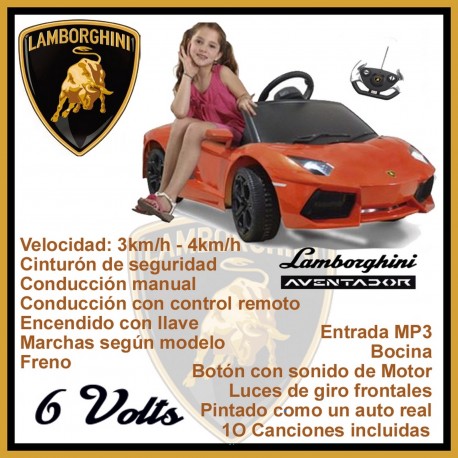 81700 Lamborghini Aventador Naranja A Bateria 6 Volts