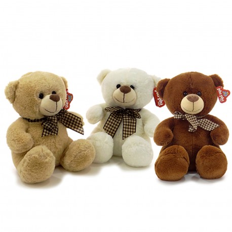 9501 Oso Piel Con Moño 3 Colore 32 Cm 3 Colores