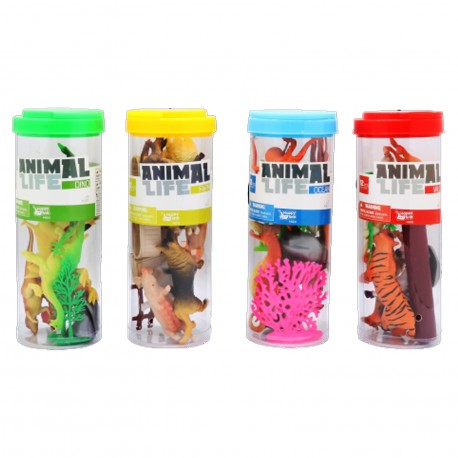 Ik0125 Animal Life Tubo X 12 Anim-Granja-Oceano-Dinos