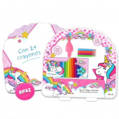 5064 Pizarra Doble Faz Con 4 Marcadores,Borrador Y 24 Crayones 35X37 Cm