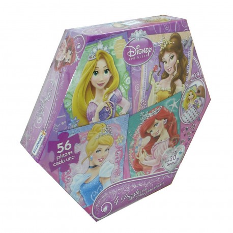 Dpu07349 4 Puzzles 56 Piezas Con Gemas Princesas
