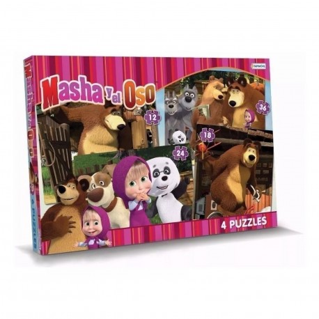 Ama02901 4 Puzzles Masha 12.18.24.36 Piezas Masha Y El Oso