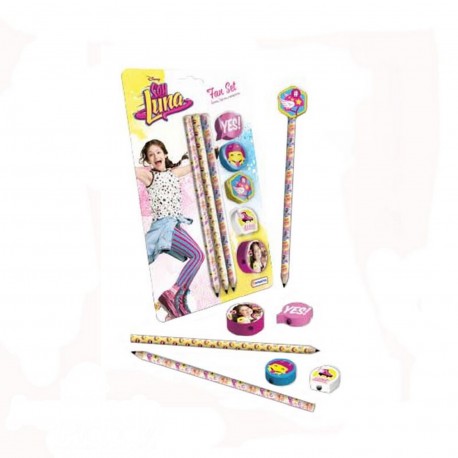 Dsl06802 Fan Set: Set Gomas. Lapices Y Sacapunta Soy Luna