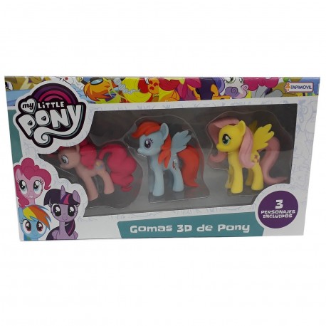 Hlp09320 Pack De 3 Gomas 3D My Little Pony De 6 Cm