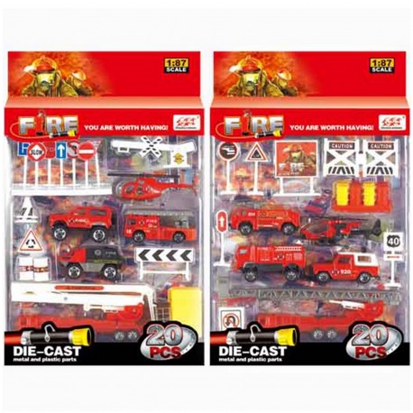 21121 Set Metal Bombero 20 Piezas 4 Modelos