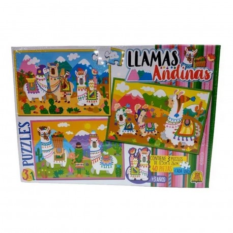 48 Llamas Andinas 3 Puzzles De 40 Piezas