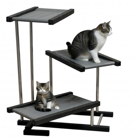 G90-2 Gimnasio Gato 3 Alturas 18/47/78 Cm Base 65X65 Cm Gris Ploppy-Pets