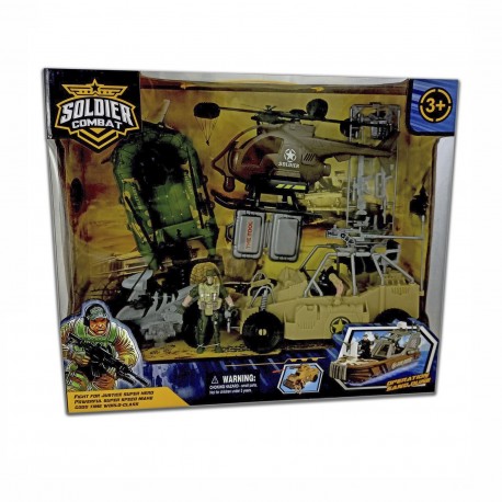 Bl7504 Gomon + Jeep + Helicoptero Con Moto Y Muñecos