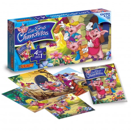 45 Caja Tres Chanchitos Puzzle Con Cuento