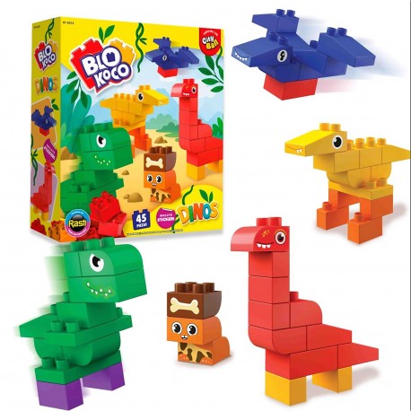 01-0273 Blokoco Dinos 45 Piezas Con Stickers